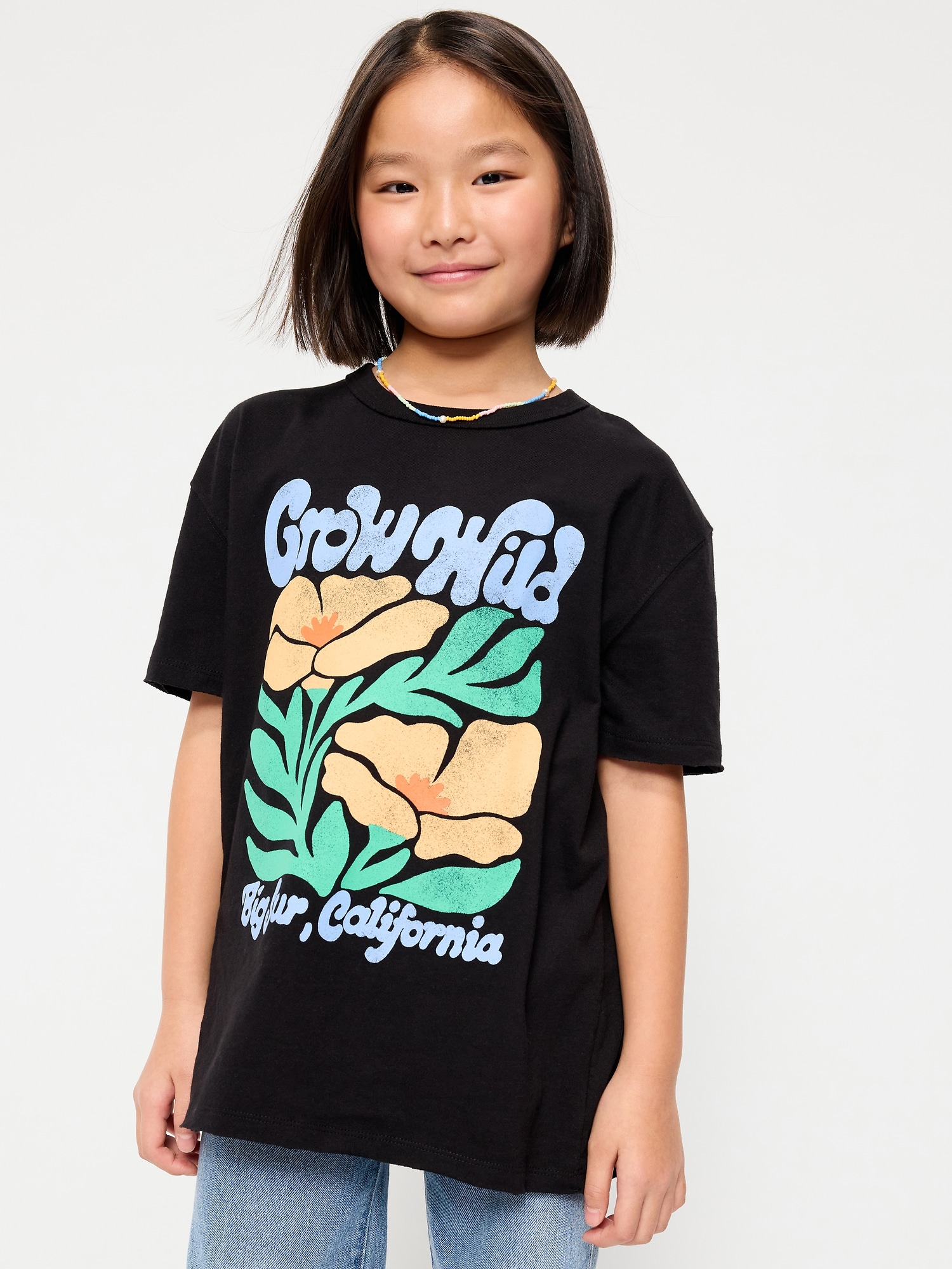 Short-Sleeve Oversized Graphic T-Shirt for Girls