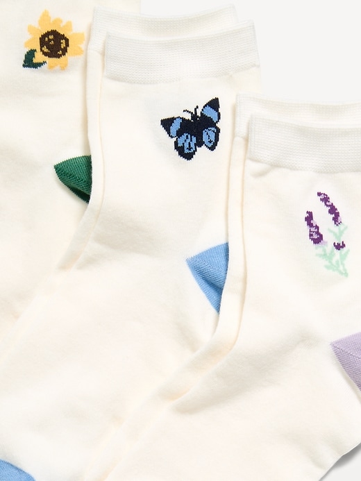 Image number 2 showing, Novelty Quarter Crew Socks 3-Pack for Women