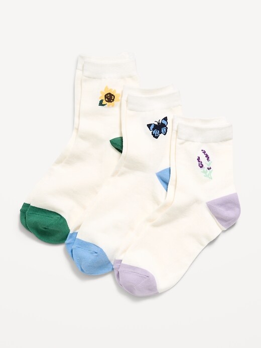 Image number 1 showing, Novelty Quarter Crew Socks 3-Pack for Women