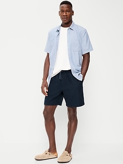Linen-Blend Jogger Shorts -- 7-inch inseam