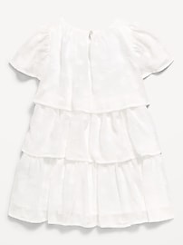 Image number 3 showing, Short-Sleeve Textured Tiered Swing Dress for Toddler Girls