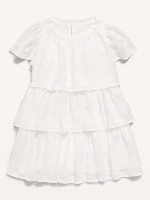 Image number 2 showing, Short-Sleeve Textured Tiered Swing Dress for Toddler Girls