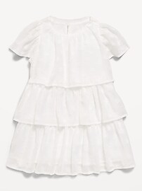 Image number 1 showing, Short-Sleeve Textured Tiered Swing Dress for Toddler Girls