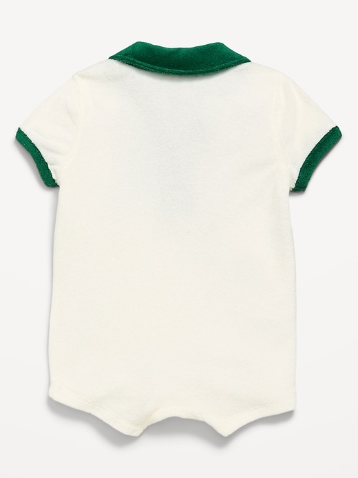 Image number 2 showing, Towel-Terry Collared One-Piece Romper for Baby