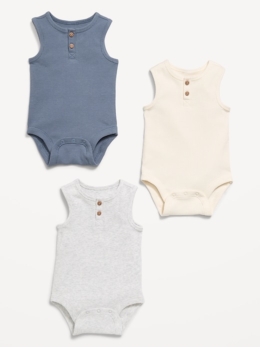 Image number 3 showing, Sleeveless Ribbed Henley Bodysuit 3-Pack for Baby