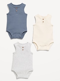 Image number 3 showing, Sleeveless Ribbed Henley Bodysuit 3-Pack for Baby