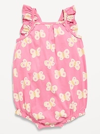 Image number 1 showing, Printed Sleeveless Ruffle-Trim Romper for Baby