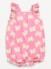 Image number 2 showing, Printed Sleeveless Ruffle-Trim Romper for Baby