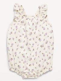 Image number 1 showing, Printed Sleeveless Ruffle-Trim Romper for Baby