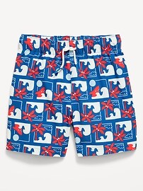 Image number 1 showing, Printed Swim Trunks for Toddler Boys