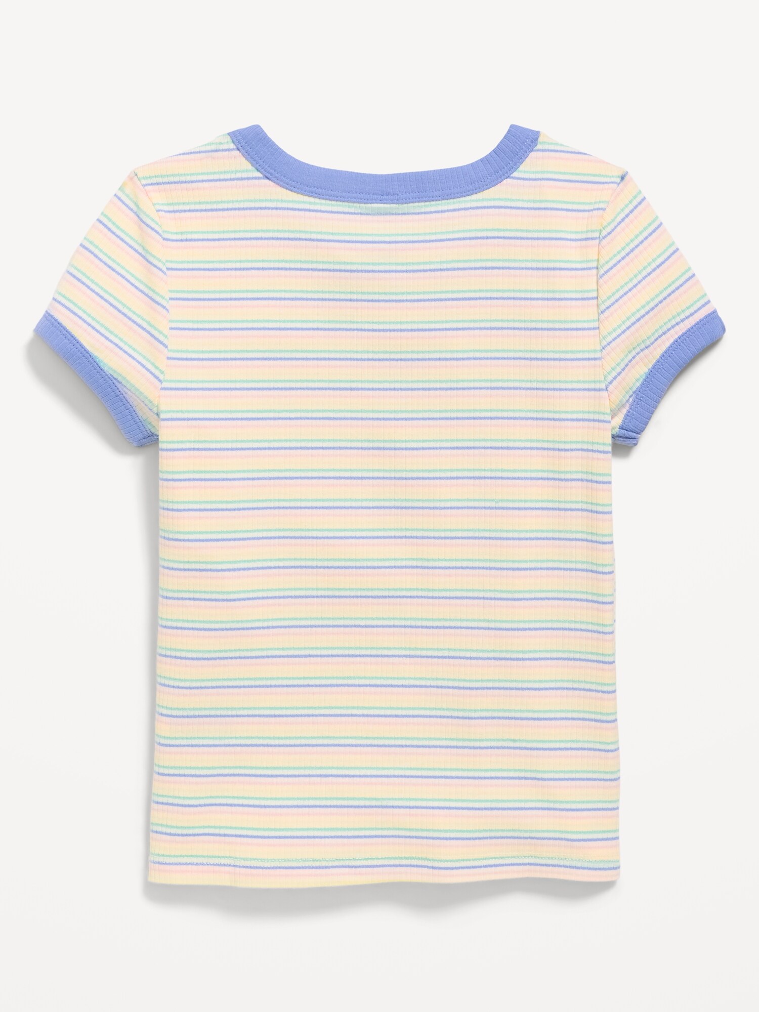 Футболка Old Navy Fitted Short-Sleeve Ribbed Ringer T-Shirt для девочек, цвет: Розовый полосатый — фото 3
