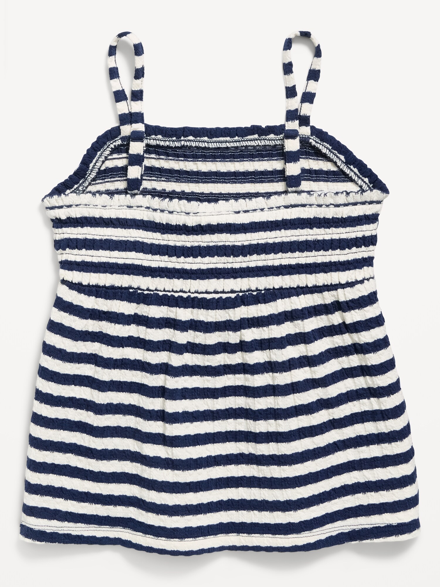 Топ Old Navy Printed Sleeveless Textured Smocked Top для девочек, цвет: Тёмно-синий полосатый — фото 3