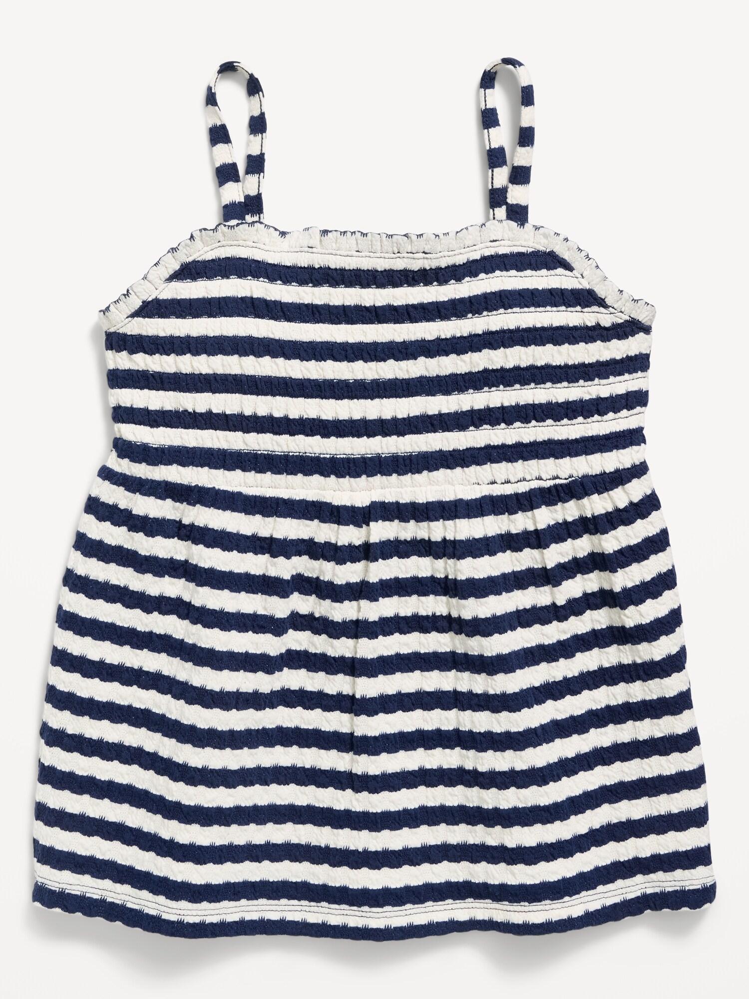 Топ Old Navy Printed Sleeveless Textured Smocked Top для девочек, цвет: Тёмно-синий полосатый — фото 2