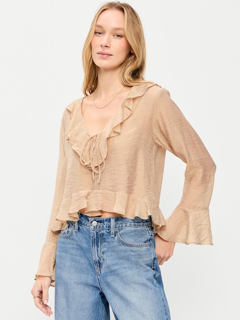 Bell-Sleeve Ruffle Top