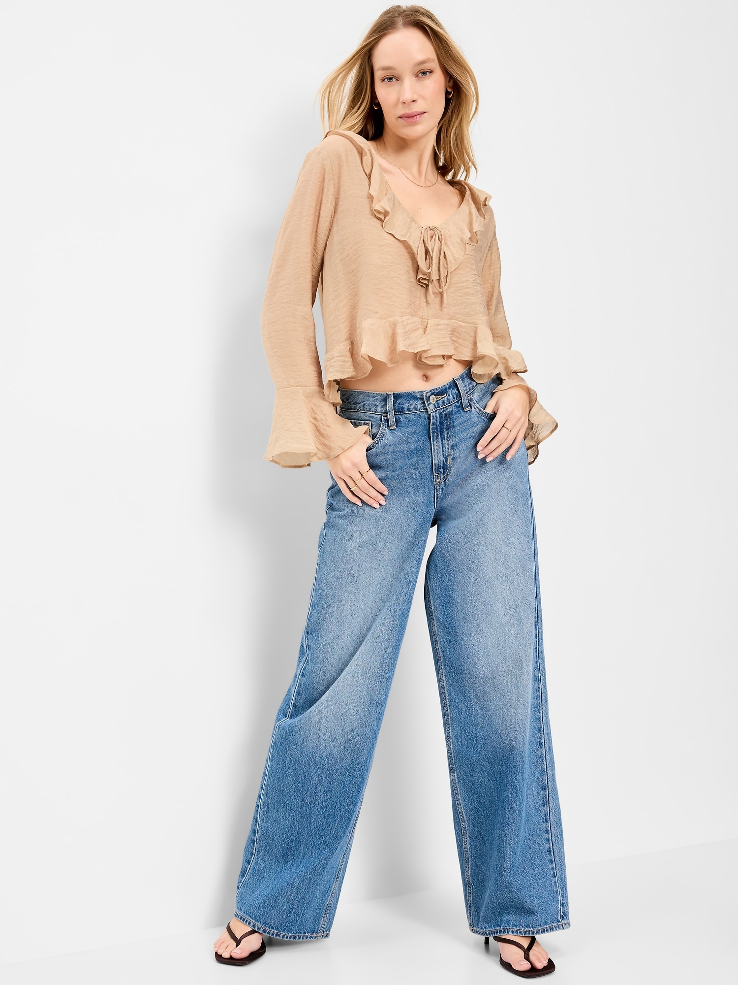 Bell-Sleeve Ruffle Top