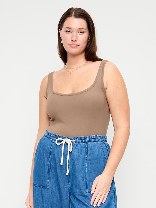 Image number 5 showing, First-Layer Ribbed Scoop-Neck Tank Top