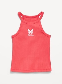 Image number 1 showing, Fitted Ribbed Logo-Graphic Halter Tank Top for Toddler Girls
