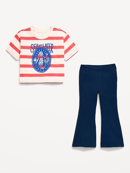 Image number 2 showing, Oversized Short-Sleeve T-Shirt and Flare Leggings Set for Toddler Girls