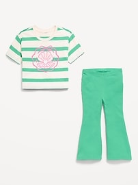 Image number 2 showing, Oversized Short-Sleeve T-Shirt and Flare Leggings Set for Toddler Girls