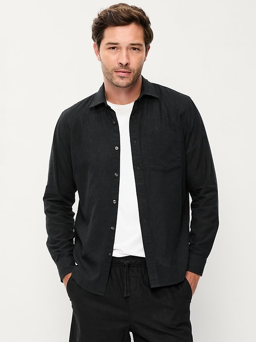 Image number 1 showing, Classic Fit Linen-Blend Shirt