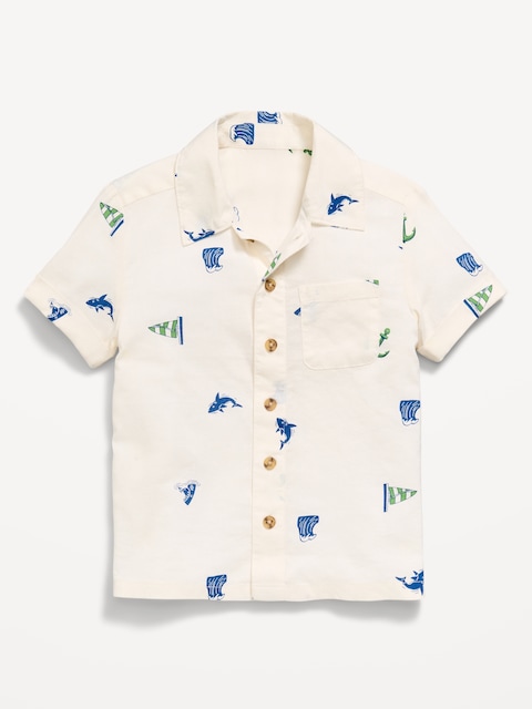 Printed Crinkle Pocket Shirt for Toddler Boys