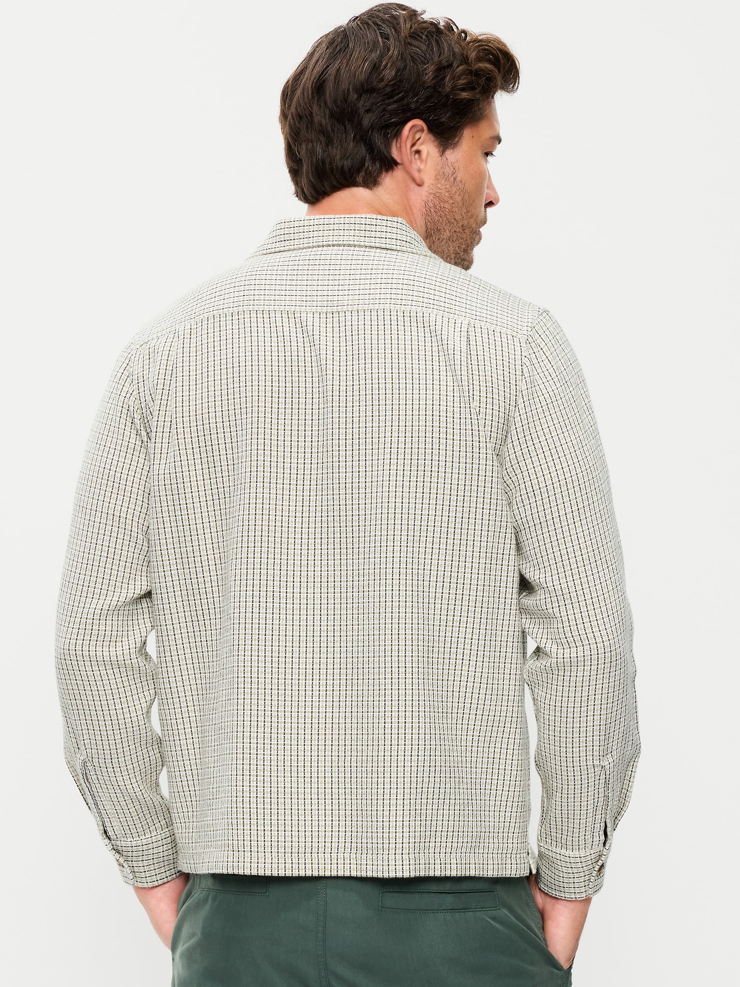 Long-Sleeve Textured Camp Shirt
