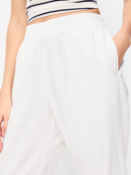 Image number 3 showing, High-Waisted Linen-Blend Straight Pants