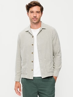 Long-Sleeve Textured Camp Shirt