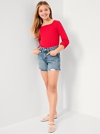 Image number 3 showing, High-Waisted Ripped Frayed-Hem Jean Shorts for Girls