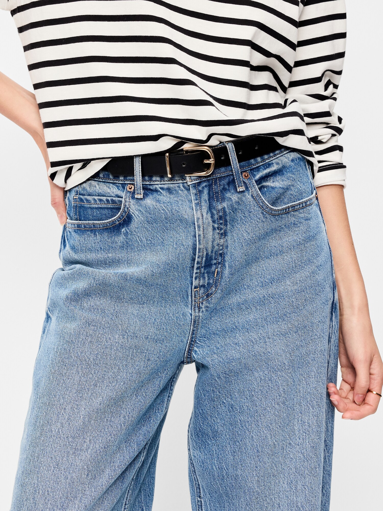 Женский ремень Old Navy Classic Faux-Leather Belt, цвет: Чёрный — фото 2