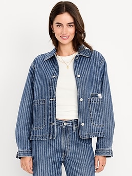 Cropped Jean Chore Jacket - image 3