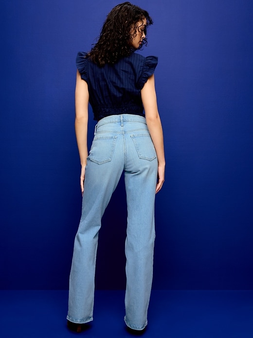 Image number 3 showing, Mid-Rise Loose Boot-Cut Jeans