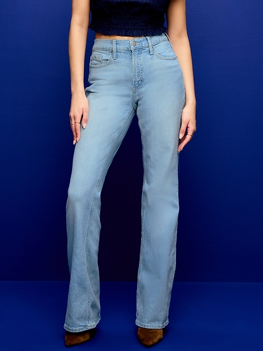Image number 2 showing, Mid-Rise Loose Boot-Cut Jeans