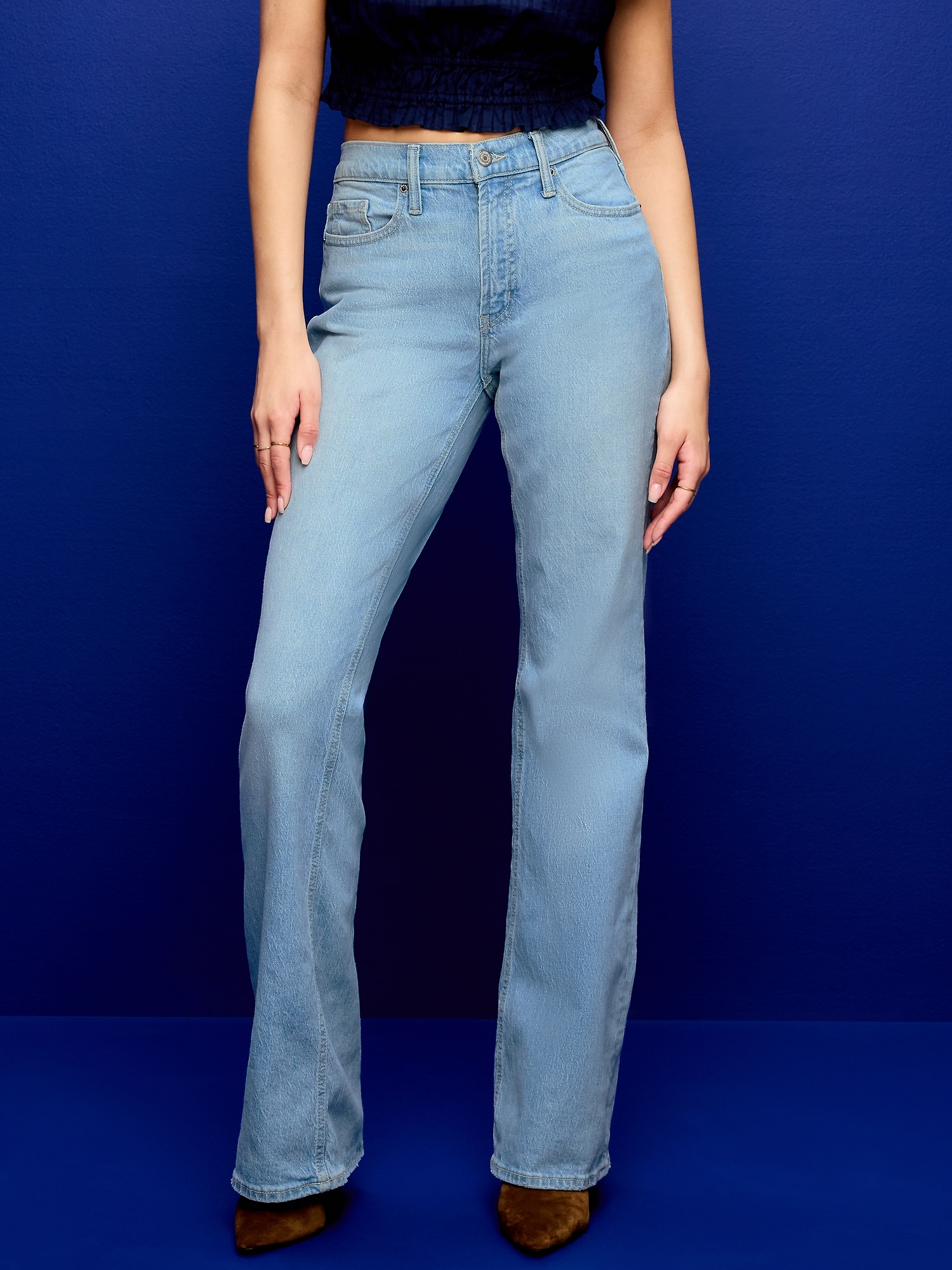Mid-Rise Loose Boot-Cut Jeans