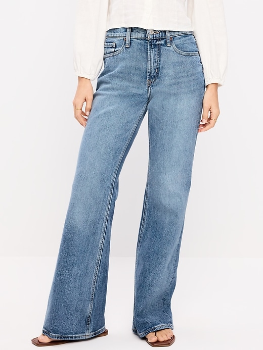 Image number 2 showing, Mid-Rise Loose Boot-Cut Jeans