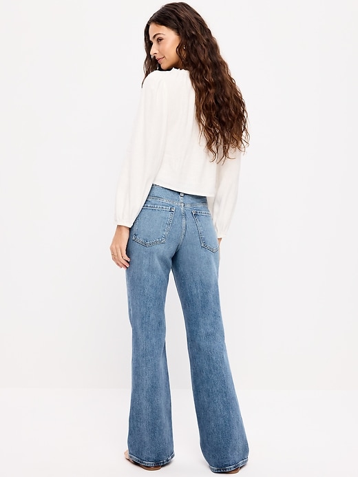 Image number 3 showing, Mid-Rise Loose Boot-Cut Jeans