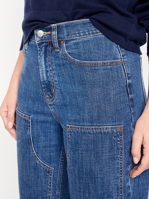 Image number 4 showing, High-Waisted Baggy Barrel Utility Jeans