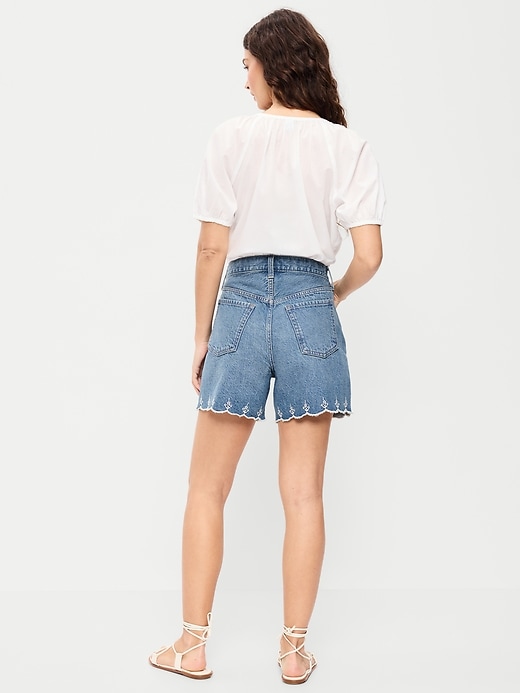 Image number 3 showing, High-Waisted Baggy Jean Shorts -- 5-inch inseam