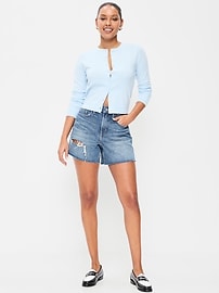 Image number 1 showing, High-Waisted Baggy Shorts -- 5-inch inseam