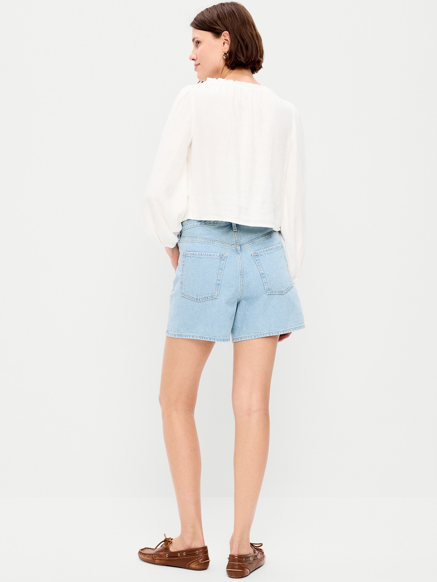 Женские шорты Old Navy High-Waisted Wow Baggy Jean Shorts -- 5-inch inseam, цвет: Adeera — фото 3