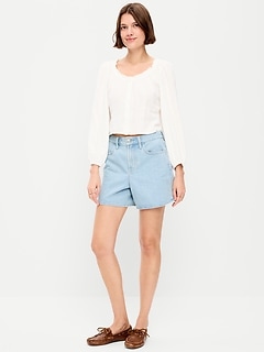 High-Waisted Wow Baggy Jean Shorts -- 5-inch inseam