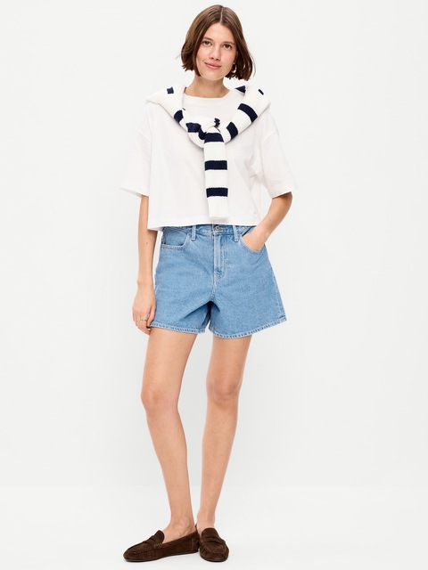 High-Waisted Wow Baggy Jean Shorts -- 5-inch inseam