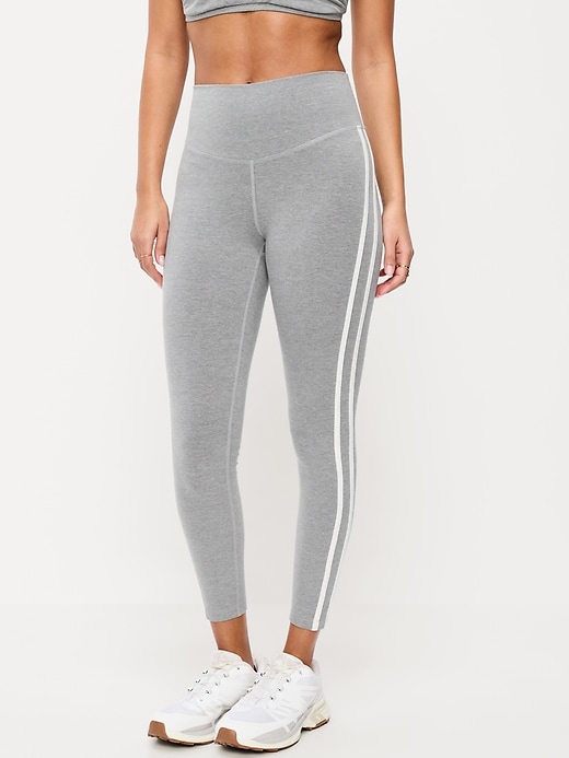 Image number 1 showing, High-Waisted PowerChill Side-Striped 7/8 Cotton Leggings