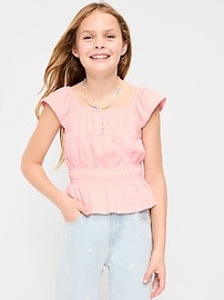 Image number 1 showing, Ruffled Smocked Top for Girls