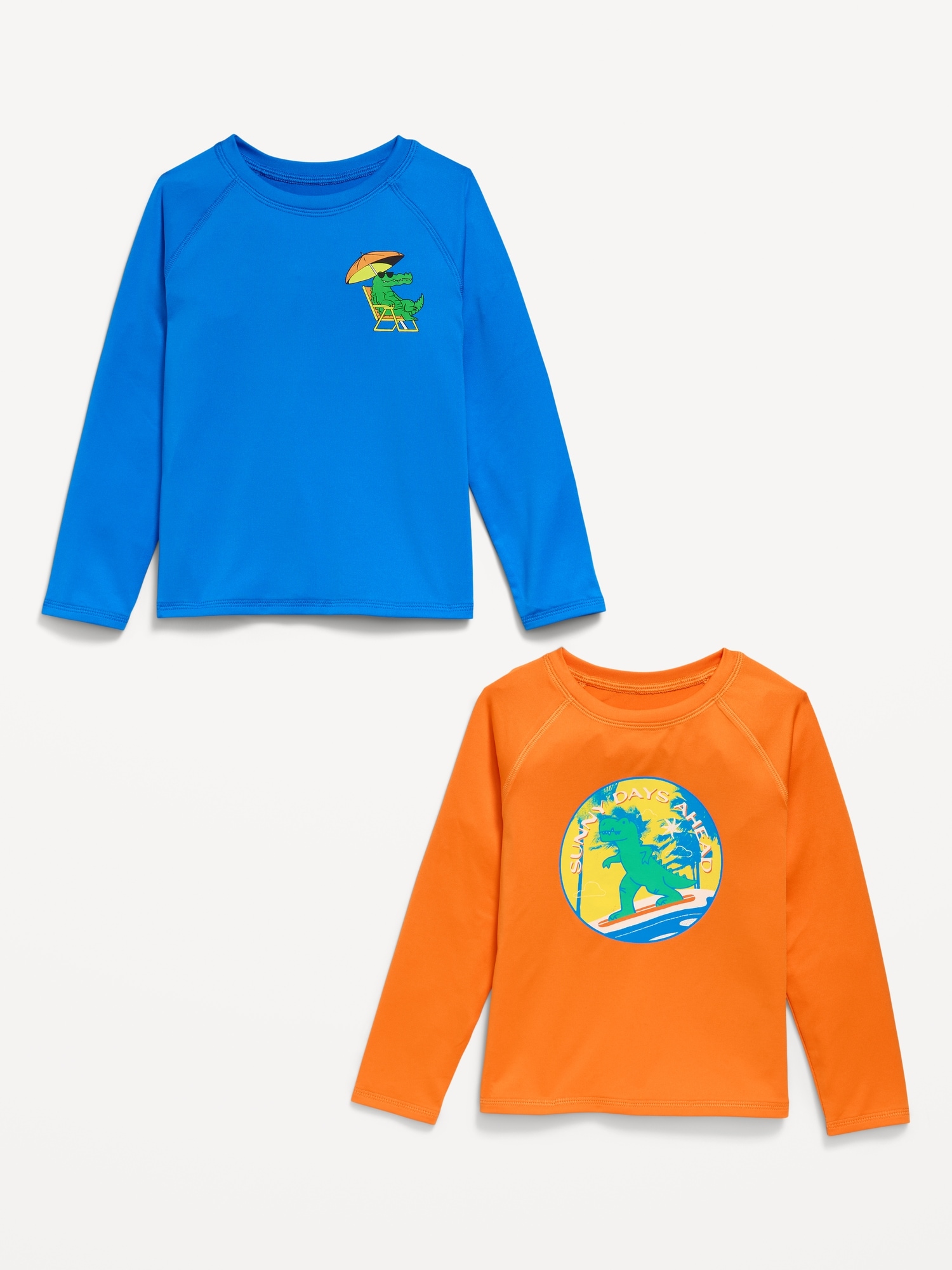 Long-Sleeve Graphic Rashguard Swim Top 2-Pack for Toddler Boys