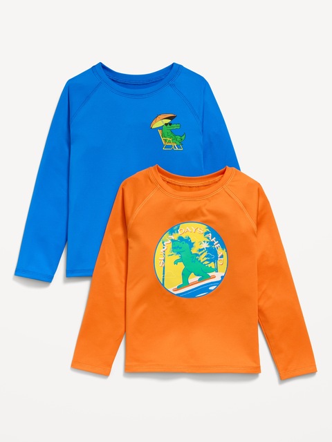 Long-Sleeve Graphic Rashguard Swim Top 2-Pack for Toddler Boys