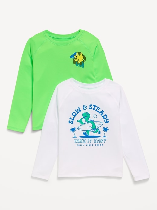 Image number 1 showing, Long-Sleeve Graphic Rashguard Swim Top 2-Pack for Toddler Boys