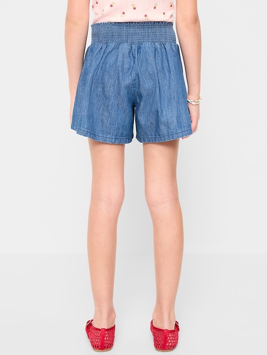 Image number 2 showing, Smocked-Waist Chambray Shorts for Girls