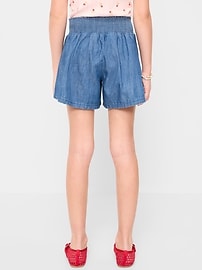 Image number 2 showing, Smocked-Waist Chambray Shorts for Girls