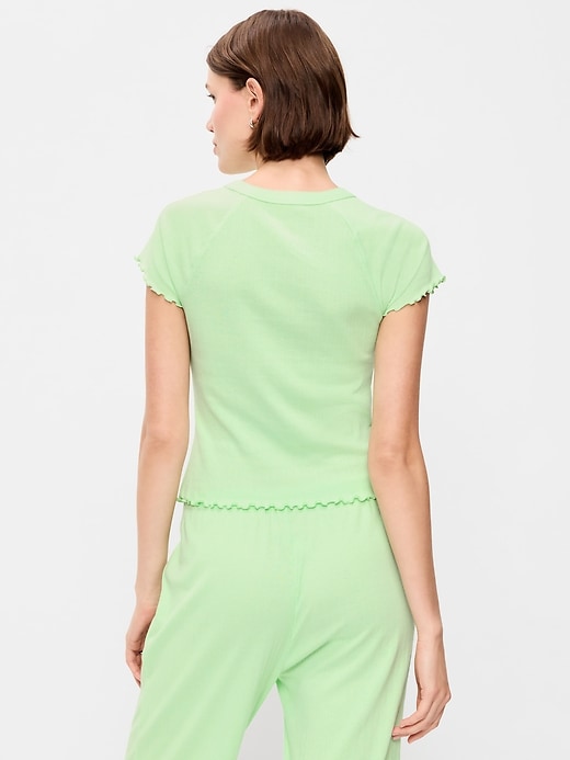 Image number 2 showing, Short-Sleeve Pointelle Sleep Top